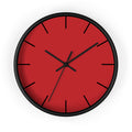 Black Wooden Base Black Hand Modern Minimal Red Silent Wall Clock Front 