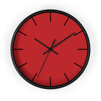 Black Wooden Base Black Hand Modern Minimal Red Silent Wall Clock Front 