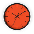 Black Wooden Base Black Hand Modern Minimalist Dragon Fire Red Orange Wall Clock With Black Time Markers Front