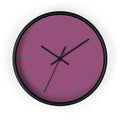 Black Wooden Base Black Hand Modern Minimalist Lavender Red Plum Silent Wall Clock With Grey Time Markers Front 