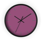 Black Wooden Base Black Hand Modern Minimalist Lavender Red Plum Silent Wall Clock With Grey Time Markers Front 