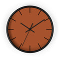 Black Wooden Base Black Hand Paarl Terracotta Modern Minimal Silent Wall Clock With Black Time Markers Front