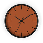 Black Wooden Base Black Hand Paarl Terracotta Modern Minimal Silent Wall Clock With Black Time Markers Front