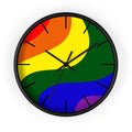 Black Wooden Base Black Hand Pride Modern Minimal Silent Wall Clock Front 