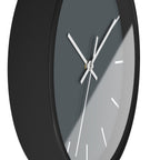 Black Wooden Base White Hand Anchor Grey Slate Modern Minimal Silent Wall Clock With White Time Markers Side
