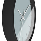 Black Wooden Base White Hand Cool Silver Blue Modern Minimalist Silent Wall Clock With White Time Markers Side