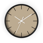 Black Wooden Base White Hand Jute Beige Modern Minimalist Silent Wall Clock With Black Time Markers Front