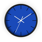 Black Wooden Base White Hand Modern Minimal Blue Silent Wall Clock Front