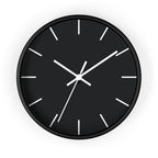 Black Wooden Base White Hand Modern Minimal Carbon Fiber Black Silent Wall Clock With Off White Time Markers Front 