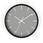Black Wooden Base White Hand Modern Minimal Stardust Grey Silent Wall Clock With White Time Markers Front