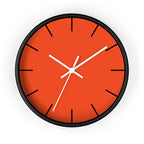 Black Wooden Base White Hand Modern Minimalist Dragon Fire Red Orange Wall Clock With Black Time Markers Front