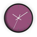 Black Wooden Base White Hand Modern Minimalist Lavender Red Plum Silent Wall Clock With Grey Time Markers Front 