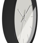 Black Wooden Base White Hand Modern Minimalist Off White Silent Wall Clock With  Grey Time Markers Side