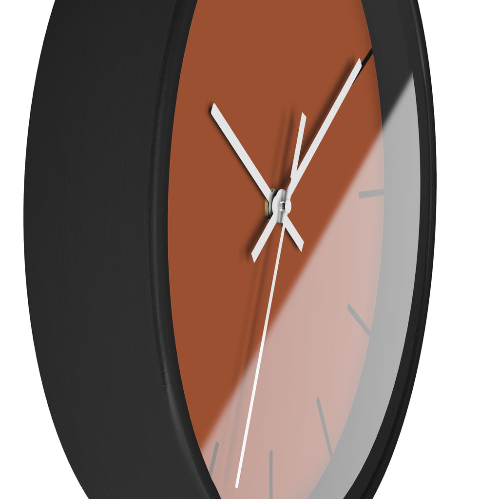 Black Wooden Base White Hand Paarl Terracotta Modern Minimal Silent Wall Clock With Black Time Markers Side