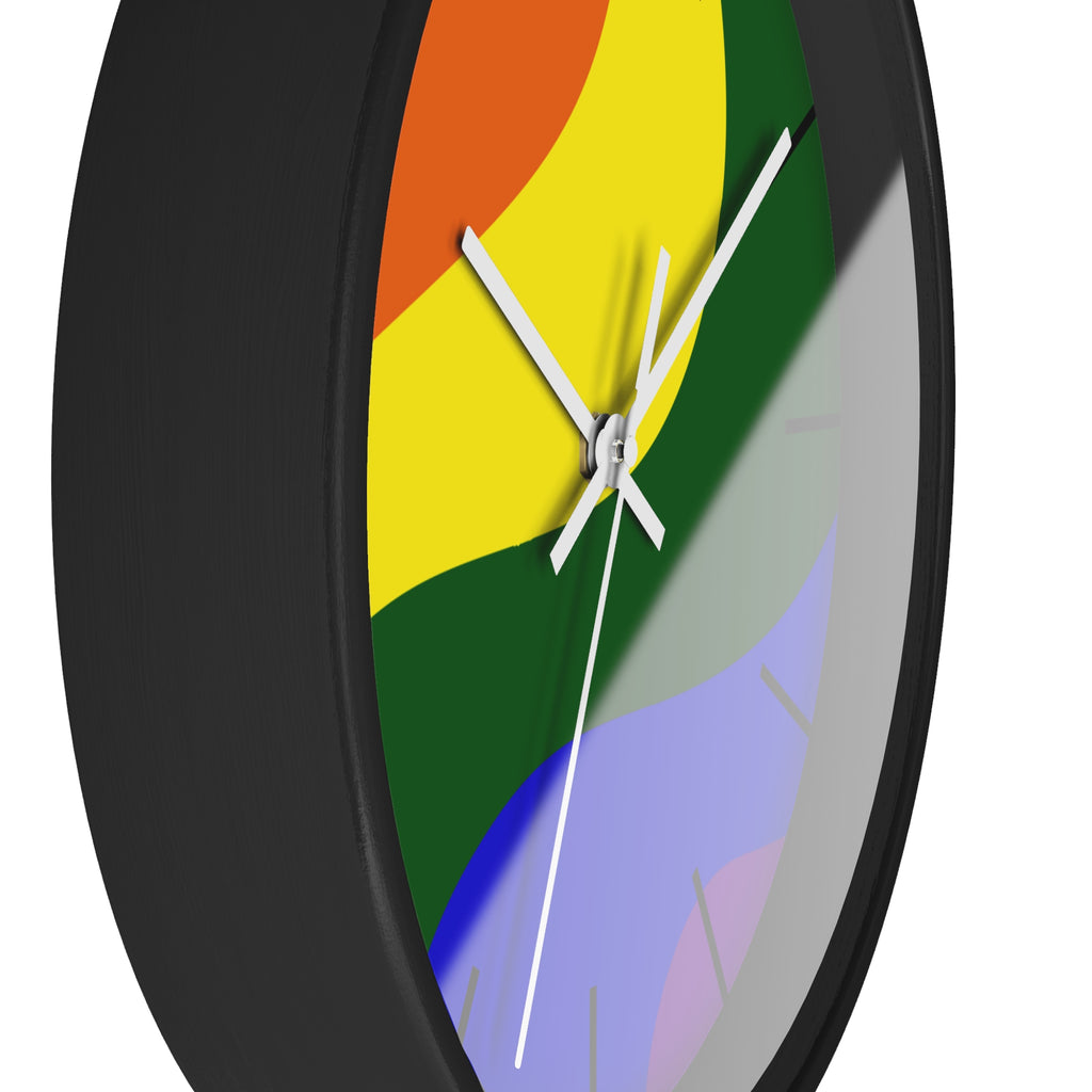 Black Wooden Base White Hand Pride Modern Minimal Silent Wall Clock Side