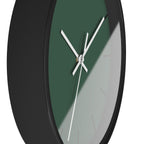 Black Wooden Base White Hand Stromboli Dark Green Modern Minimal Silent Wall Clock With Black Time Markers Side