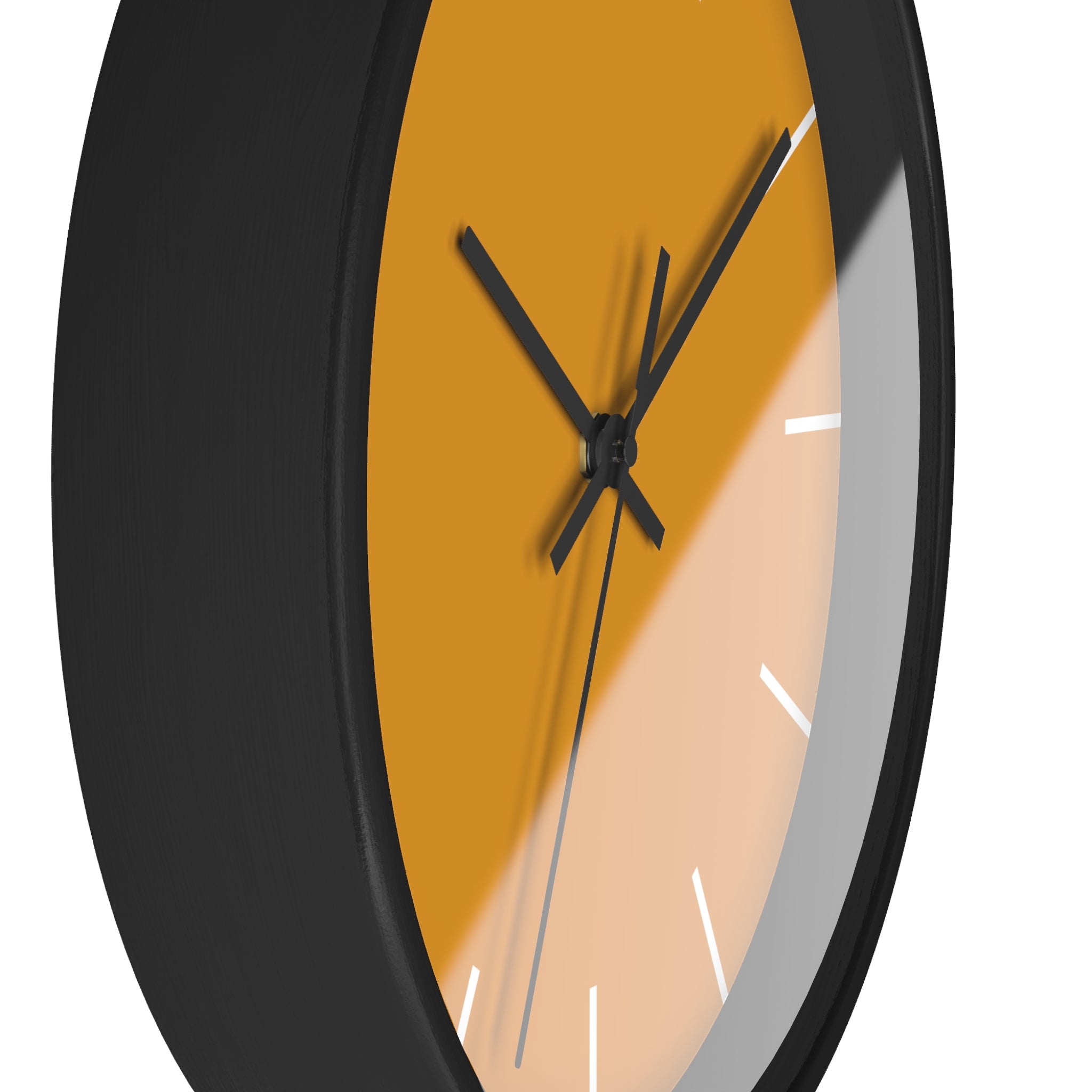 Black Wooden Frame Black Hand Dixie Florida Orange Mustard Modern Minimalist Wall Clock With White Time Markers Side 