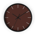 Black Wooden Frame Black Hand Saddle Brown Modern Minimal Wall Clock With Off White Time Markers Front