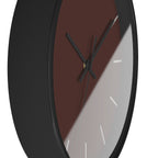 Black Wooden Frame Black Hand Saddle Brown Modern Minimal Wall Clock With Off White Time Markers Side