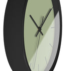 Black Wooden Frame Black Hand Schist Green Sage Modern Minimal Wall Clock With Dark Grey Time Markers Side