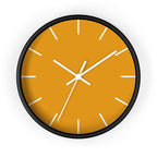 Black Wooden Frame White Hand Dixie Florida Orange Mustard Modern Minimalist Wall Clock With White Time Markers Front