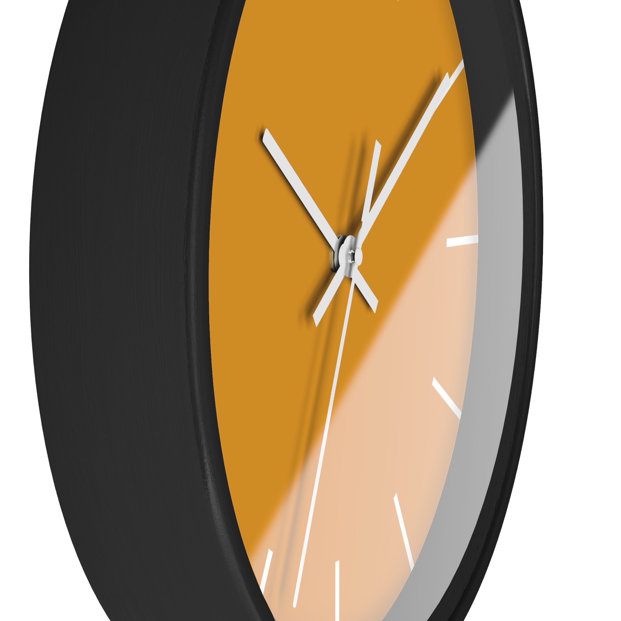 Black Wooden Frame White Hand Dixie Florida Orange Mustard Modern Minimalist Wall Clock With White Time Markers Side 