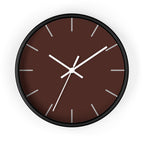 Black Wooden Frame White Hand Saddle Brown Modern Minimal Wall Clock With Off White Time Markers Front