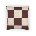 Rustic Burgundy & Cream Woven Checkered Pillow Front 