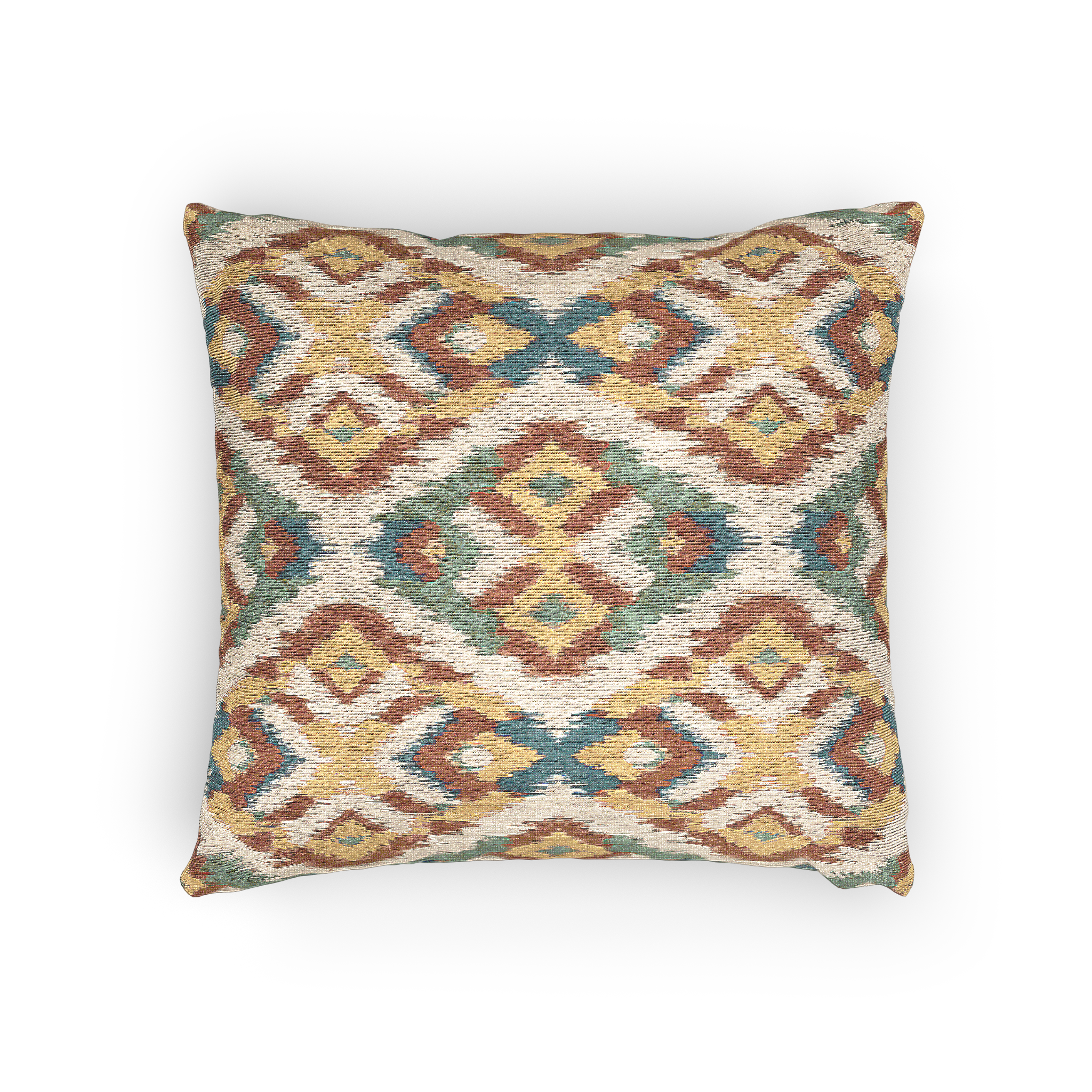 Boho Multicolored Arrow Ikat Woven Pillow horizontal