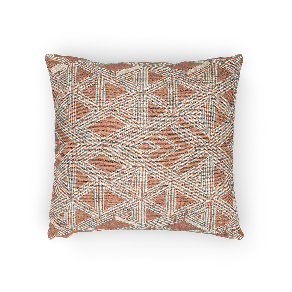 Boho Salmon Red Geometric Woven Pillow  side