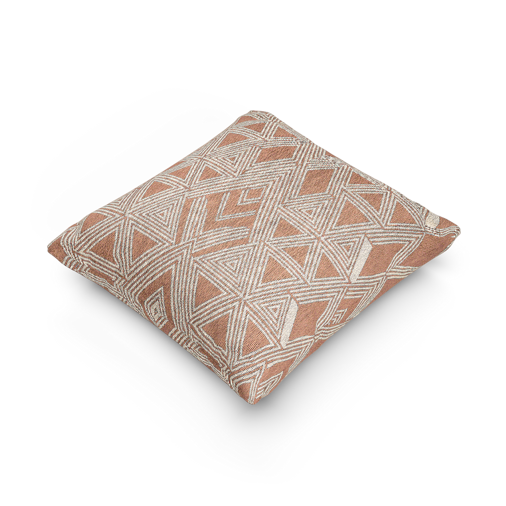 Boho Salmon Red Geometric Woven Pillow   Front