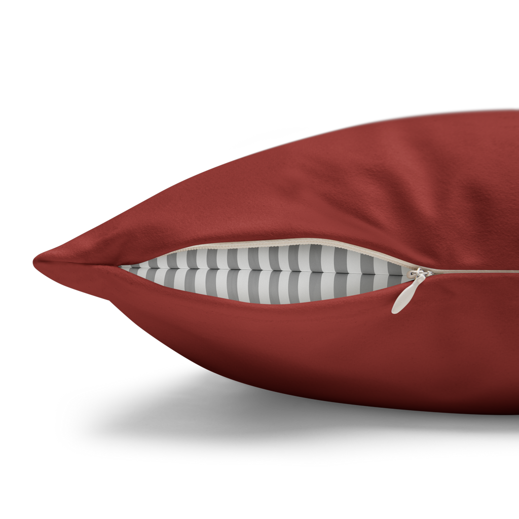 Brownish Red Luxury Faux Suede Pillowcase zipper