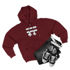 Burgundy Full-Zip Casual Street wear Hoodie with white Freebrd Logo including adjustable drawstring hood and kangaroo pocket. Merch does not include pants and shoes seen in photo
 