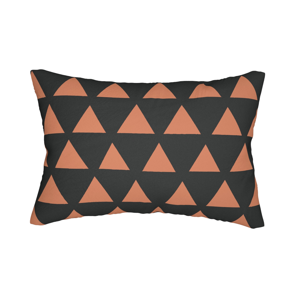 Carbon Fiber Boho Rust Geometric Triangle Lumbar Pillow Front 