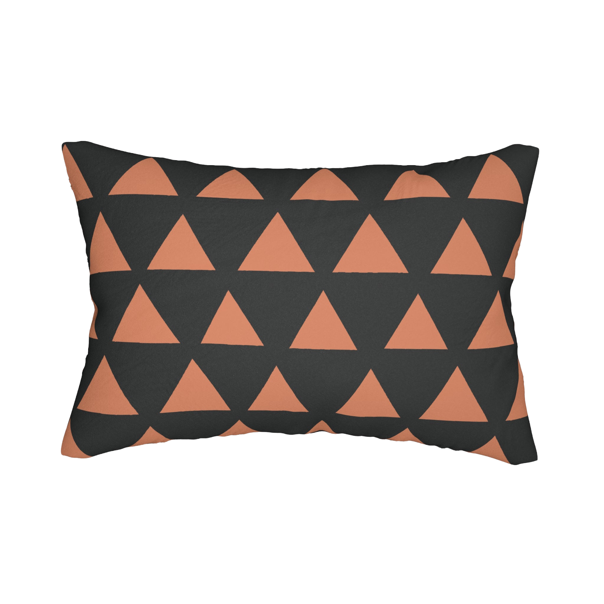 Carbon Fiber Boho Rust Geometric Triangle Lumbar Pillow Front 