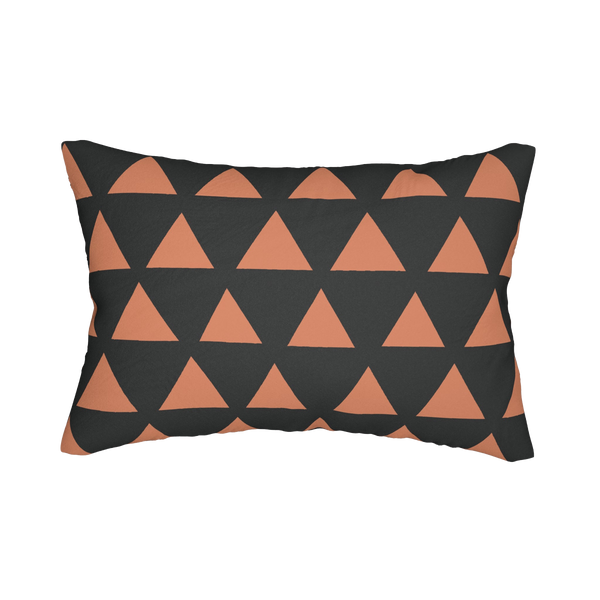Carbon Fiber Boho Rust Geometric Triangle Lumbar Pillow Front 