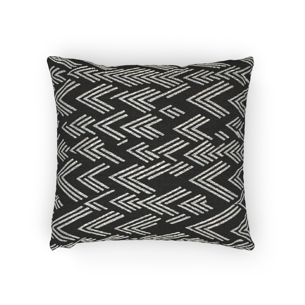 Carbon Fiber Ikat Modern Boho Woven Pillow horizontal 

