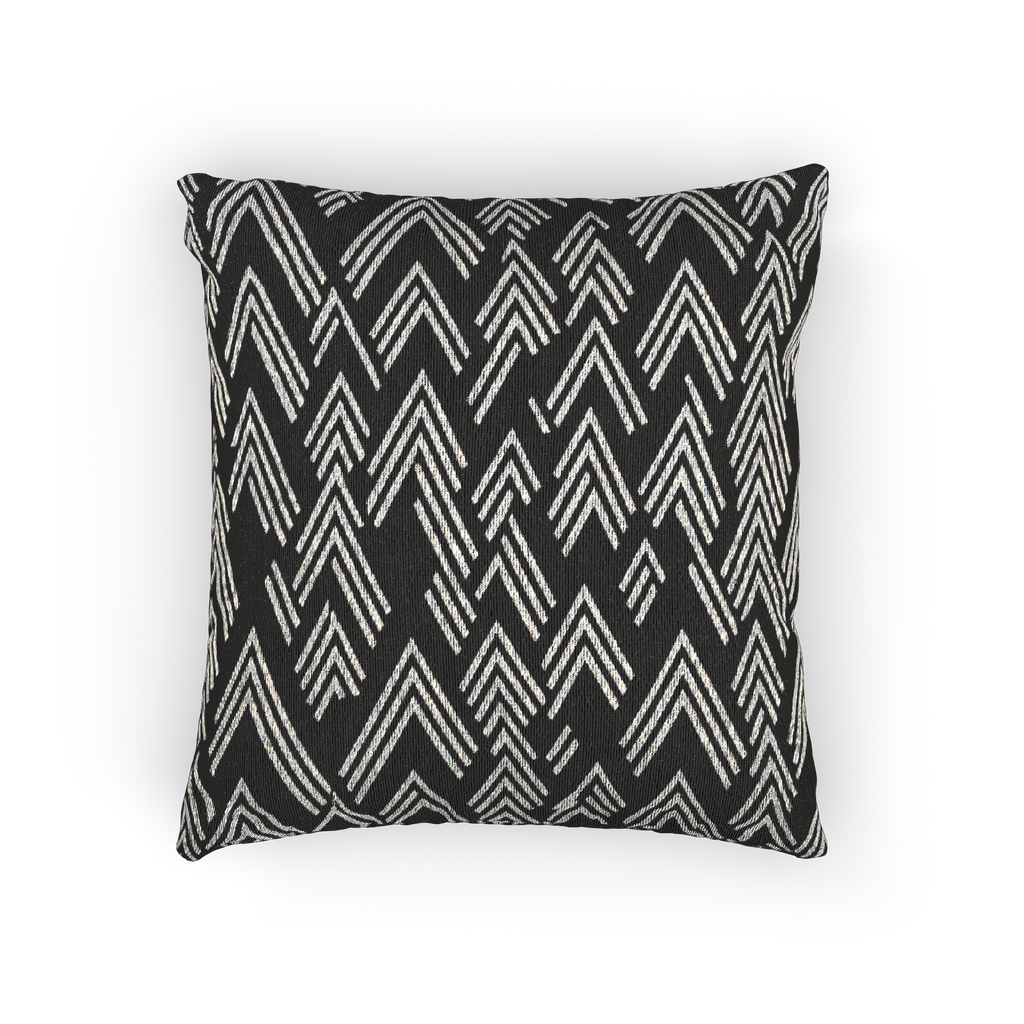 Carbon Fiber Ikat Modern Boho Woven Pillow front