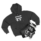 Charcoal Heather Full-Zip Casual Street wear Hoodie with white, black shadow Freebrd Logo including adjustable drawstring hood and kangaroo pocket. Merch does not include pants and shoes seen in photo
