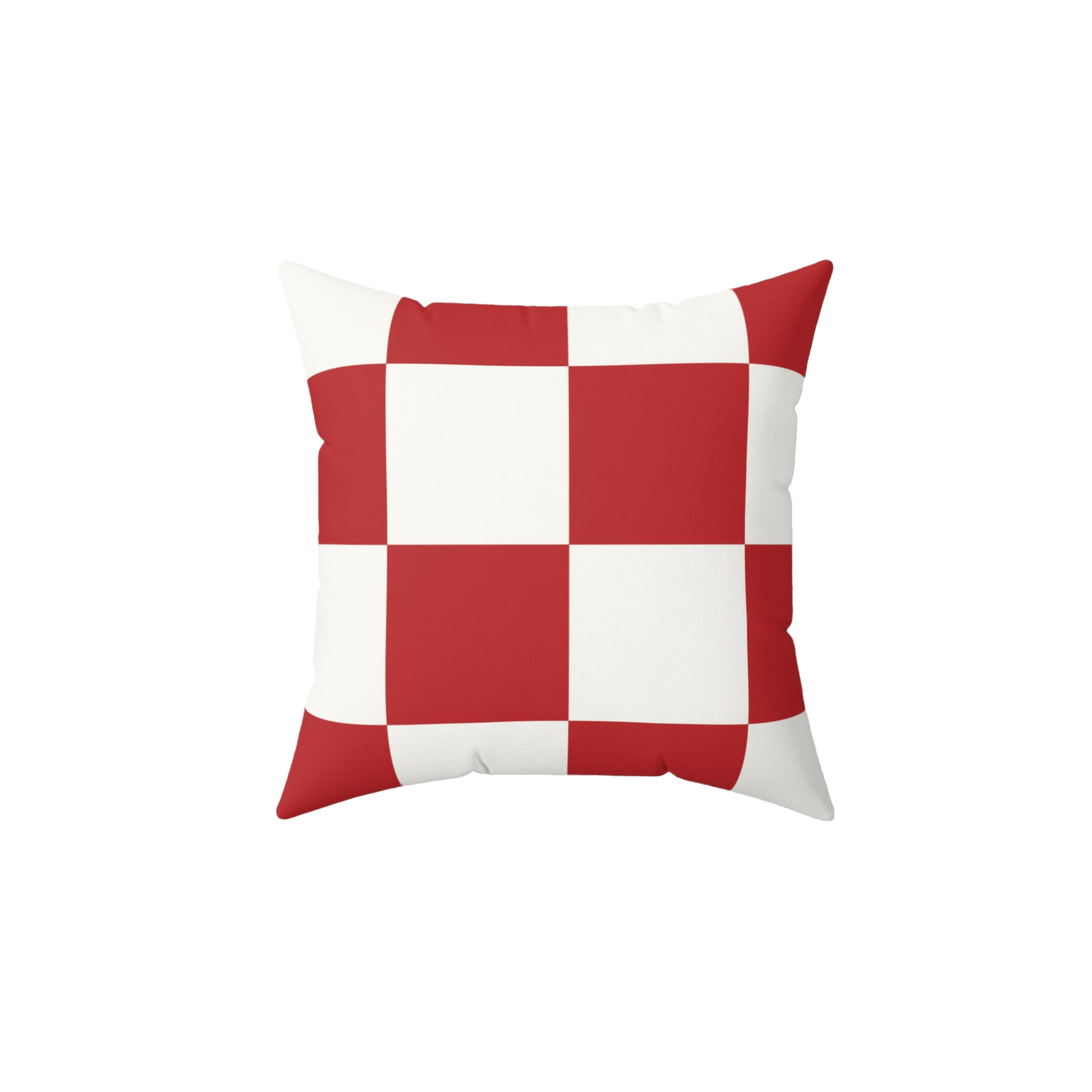 Checkered Red & White Faux Suede Pillow Front
