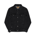 Classic black denim Trucker Jacket Activewear, this piece features the signature Freebrd embroidered logo, small on right sleeve and functional chest pockets