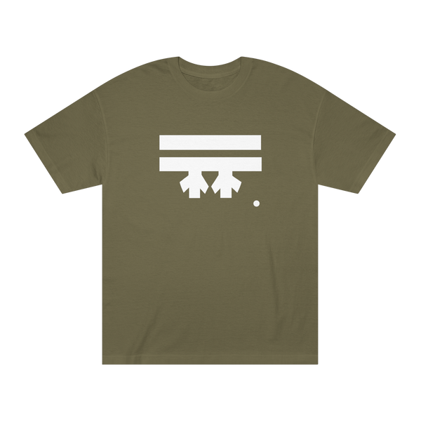 Military green t-shirt with a white Freebrd logo 