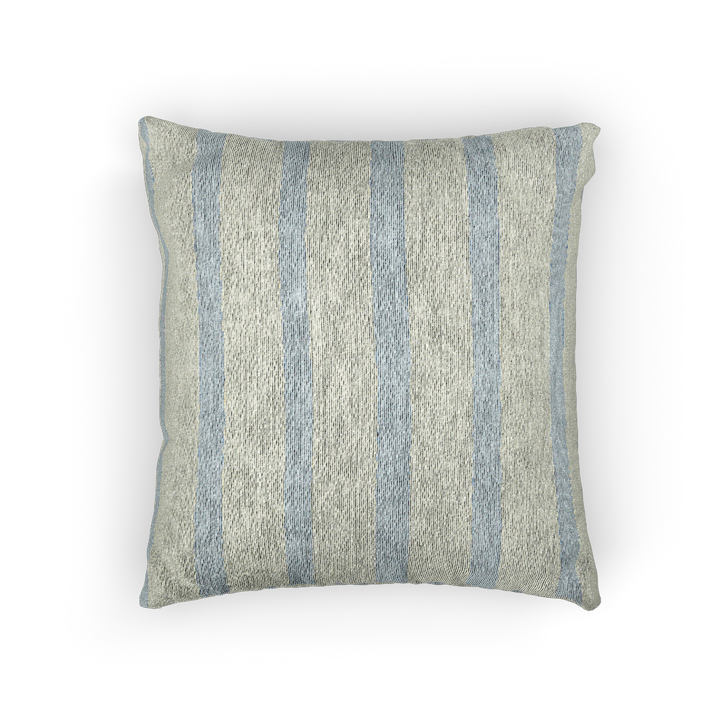 Coastal Danish Blue Off White Woven Stripe Pillow Front