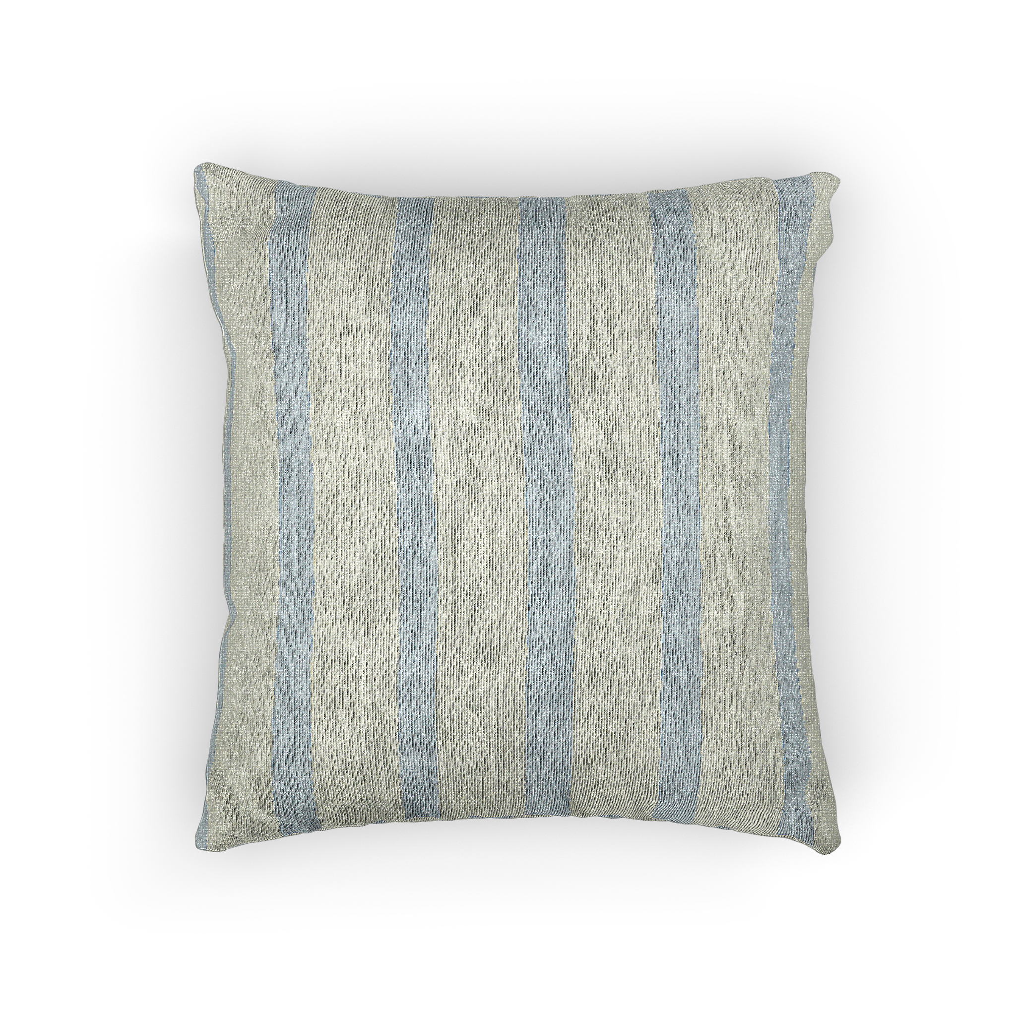 Coastal Danish Blue Off White Woven Stripe Pillow Front