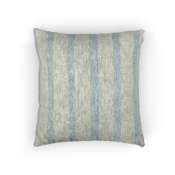 Coastal Danish Blue Off White Woven Stripe Pillow Front