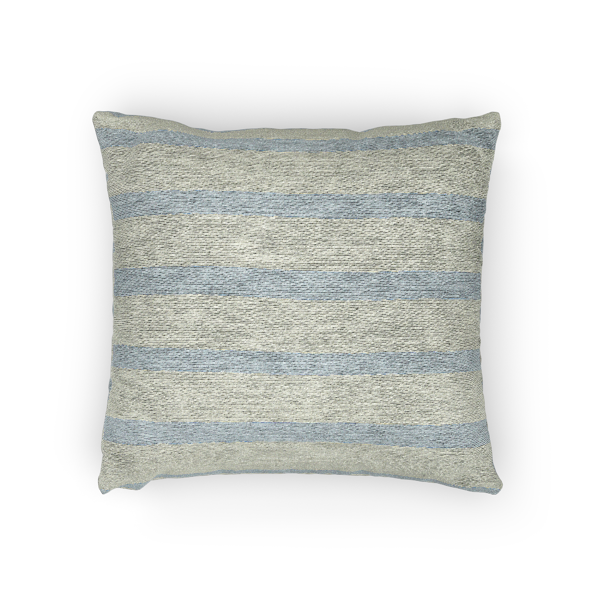 Coastal Danish Blue Off White Woven Stripe Pillow horizontal 