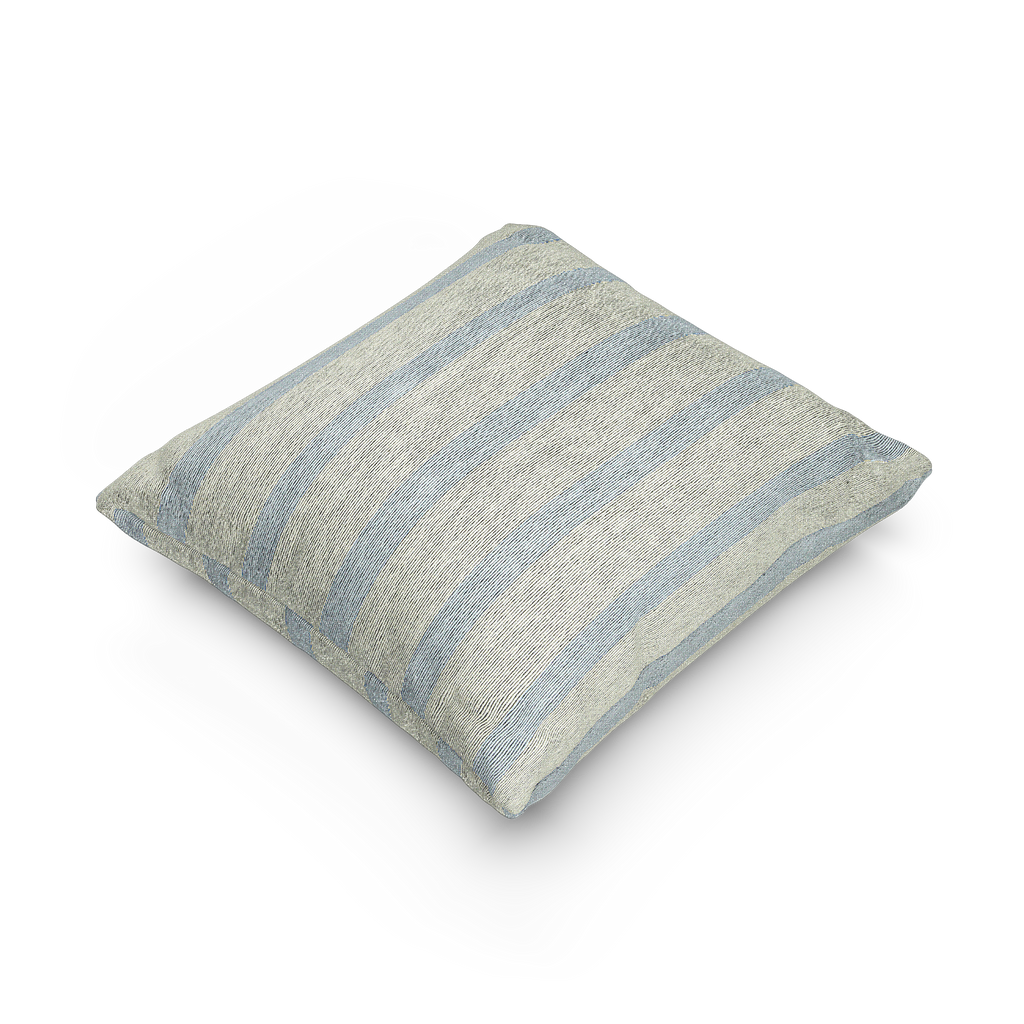 Coastal Danish Blue Off White Woven Stripe Pillow side