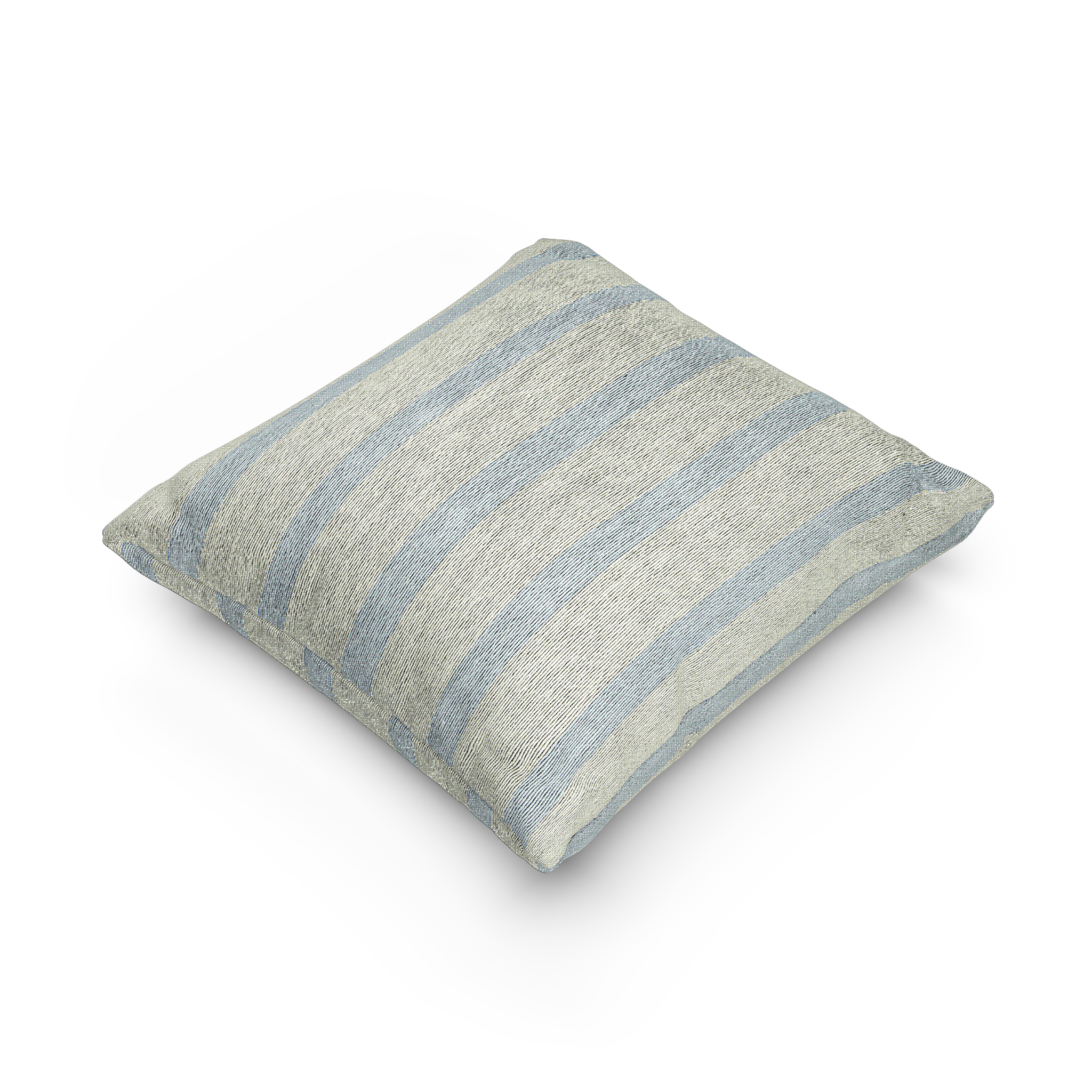 Coastal Danish Blue Off White Woven Stripe Pillow side