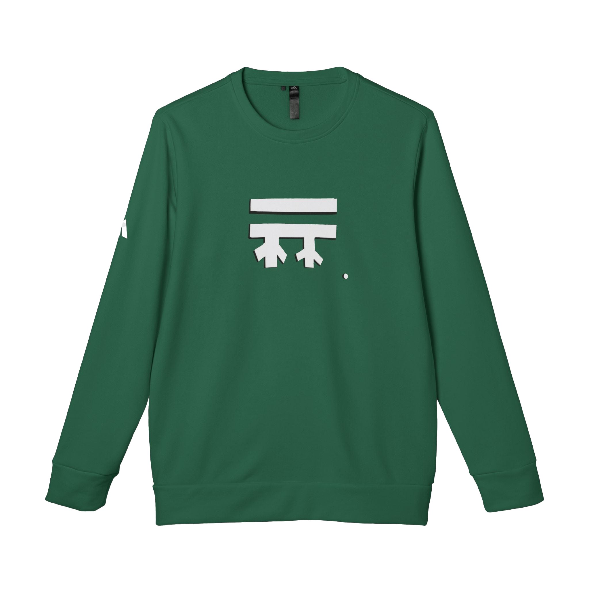 Collegiate Green Adidas sweatshirt with Freebrd white logo center front of sweatshirt with white Adidas logo on right sleeve 
