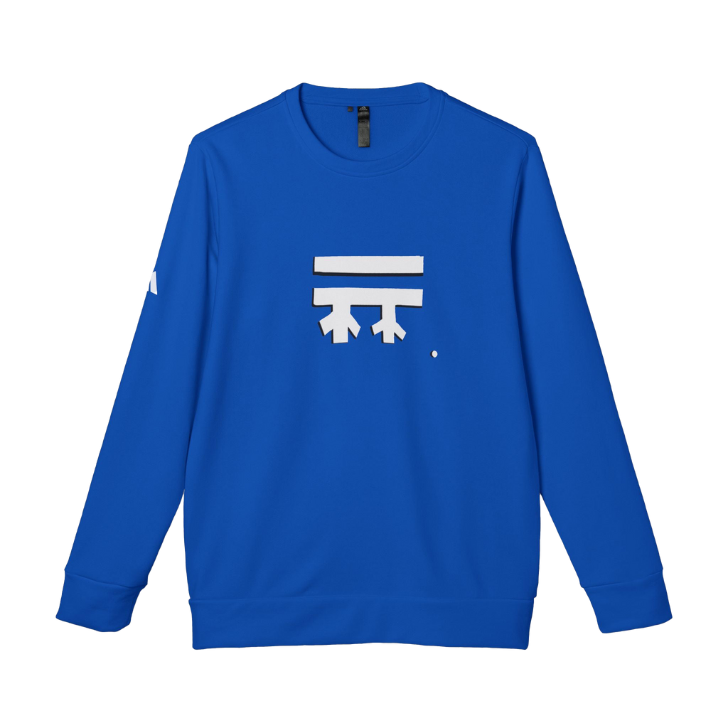 Collegiate royal Blue Adidas sweatshirt with Freebrd white logo center front of sweatshirt with white Adidas logo on right sleeve